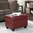 thumbnail image 1 of Designs4Comfort 5th Avenue Storage Ottoman in Red Button-Tufted Faux Leather, 1 of 4