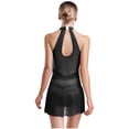 thumbnail image 2 of iiniim Women Rhinestone Fringe Leotard Figure Skating Performance Costume Halter Backless Bodysuit Black M, 2 of 5