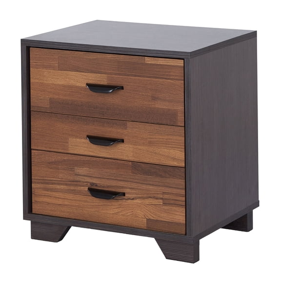 Walnut Finish 3-Drawer End Table, Rectangular Accent Storage Table for Living Room or Bedroom