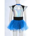 thumbnail image 4 of iEFiEL Kids Girls Alien Costume Metallic Leotard Dress Shiny Sequins Tutu Tulle Dress Blue 6, 4 of 7