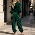 thumbnail image 5 of MLCDZ Women's 2 Piece Velour Tracksuit Hooded Long Sleeve Pullover Wide Leg Pants Sweatsuits for Women Lounge with Pockets Casual Lightweight Workout Set, 5 of 9