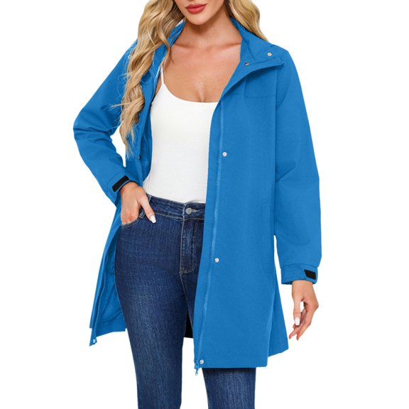 Women's Lightweight Hooded Anorak Jacket Long Sleeve Windproof Outerwear for Spring Autumn Casual Wear