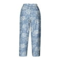 thumbnail image 5 of AGWOLF Womens Wide Leg Capri Pants Summer Boho Floral Print Harem Pants Casual Drawstring Elastic Waisted Crop Trousers with Pockets, 5 of 5