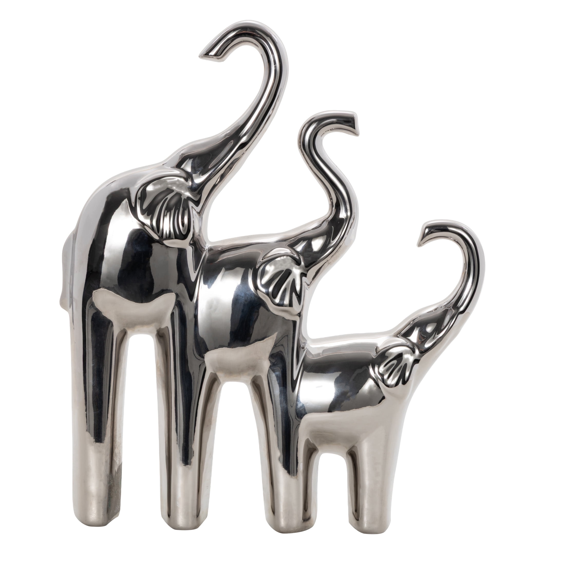 11" x 14" Silver Ceramic Elephant Sculpture, by DecMode