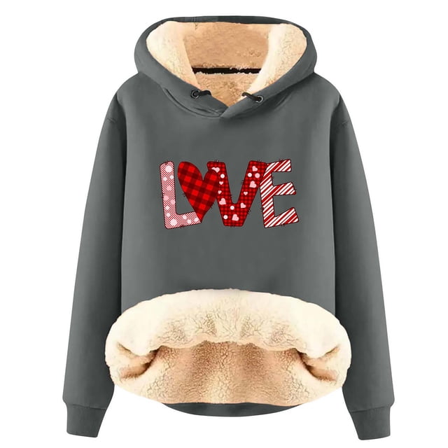 Aqestyerly Femmes Col Rond Valentine'S Day Funy Imprimé en Vrac à Manches Tops Mode Sweat à Capuche
