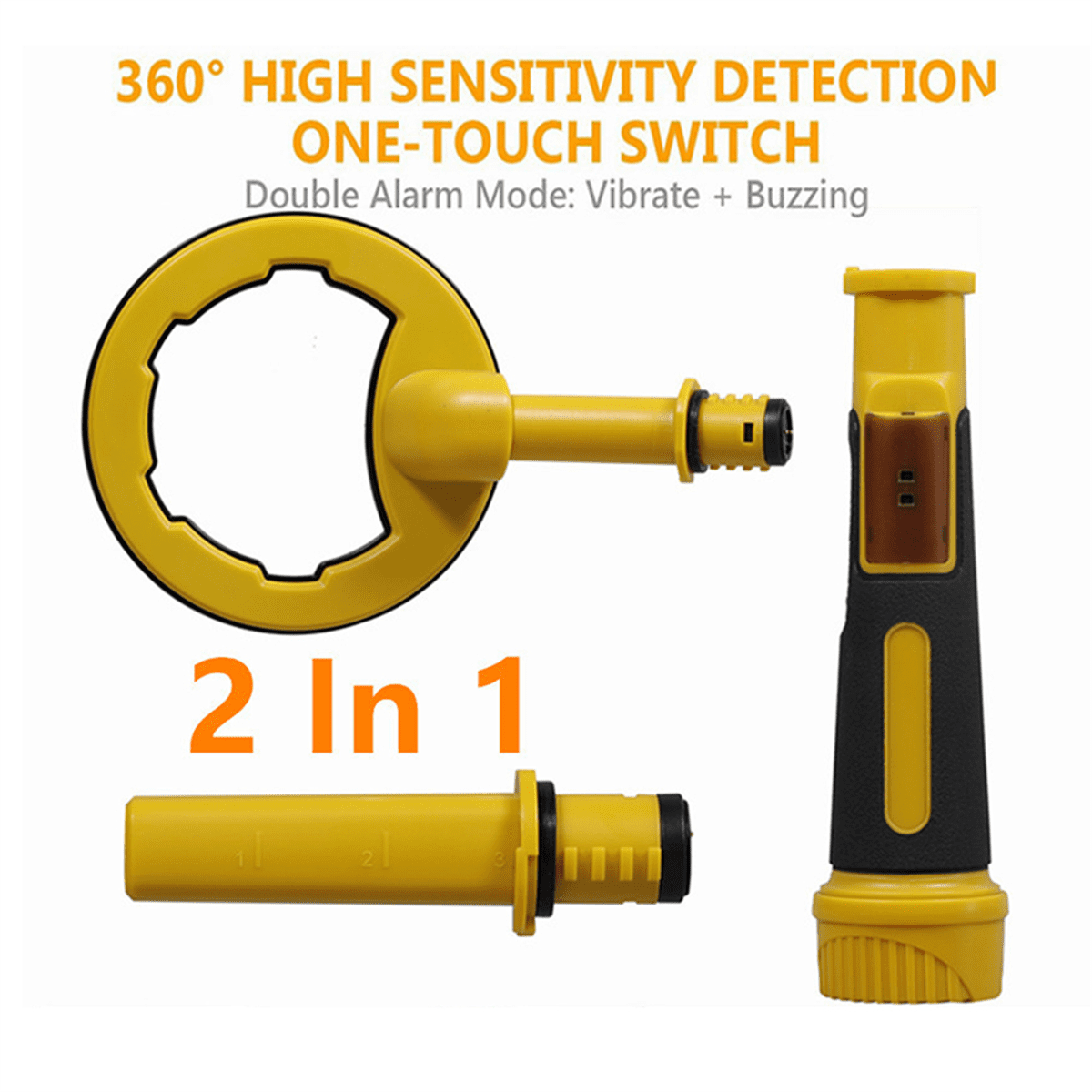2-in-1 Black Pulse Pinpointer Waterproof Handheld Metal Detector