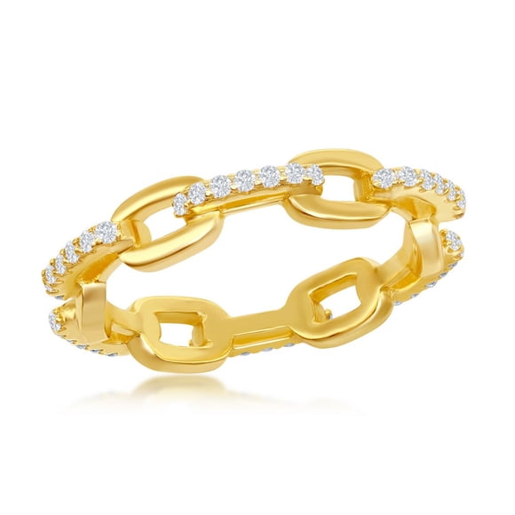 TheJewelryHut Bague Paperclip en Argent Sterling CZ - Plaqué Or
