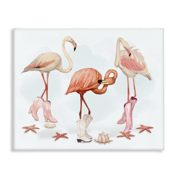 Stupell Industries Eclectic Minimal Cowgirl Flamingos Canvas Art, 20 x 16, by Ziwei Li