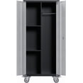 thumbnail image 1 of Armoire de Rangement en Métal Robuste Verrouillable de 71 Pouces de Hauteur avec Roues à 360°, Armoire en Acier avec Tablettes et Portes Ajustables, Armoire de Garage Roulante pour Bureau, Maison, Garde-Manger et Atelier, 1 of 7