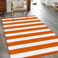 thumbnail image 3 of Burnt Orange Striped Large Area Rugs for Bedroom Living Room, Soft Non Slip Carpet Bedside Rug, Thanksgiving Orange White Stripes Rectangular Floor Cover Kitchen Accent Rug 3'x5' for Office, 3 of 9