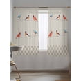 thumbnail image 5 of Sheer Curtains 63 Inch Length, Christmas Cardinal Semi Sheer Curtains Light Filtering Window Treatment, Vintage Winter Birds Brown Plaid Privacy Voile Drapes for Living Room Bedroom 52x63 Inch, 5 of 7