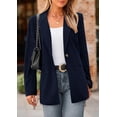 thumbnail image 4 of Blazer PRETTYGARDEN Azul Marino de Pana con Solapa Pequeña, 4 of 8