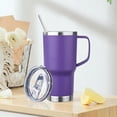 thumbnail image 2 of 20oz Insulated Tumbler with Handle Stainless Steel Travel Coffee Mug with Lid and Straw Double Wall Vacuum Leak-proof Reusable Thermal Water Cup for Hot and Cold Drinks (Purple,1 Pack), 2 of 4