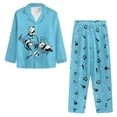 thumbnail image 3 of Kuiaobaty Cute Panda Print Women's Pajama Sets Music Note Long Sleeve Button Down Sleepwear Nightwear Soft Pjs Lounge Sets, Blue, M, 3 of 7
