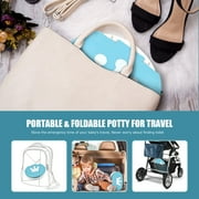 Portable Potty for Toddler Travel Foldable Potty Seat for Toddler Training Toilet for Kids Boys Girls Car Potty on The Go Potty Travel Potty Chair for Camping Park Indoor/Outdoor -15PCS Cleaning Bags