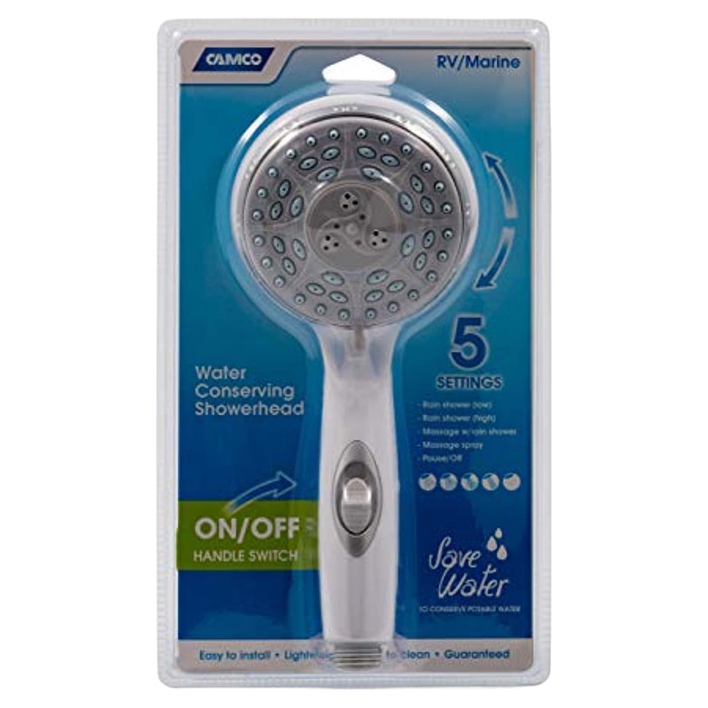 Camco 43711 Shower Head with On/Off Switch (White)