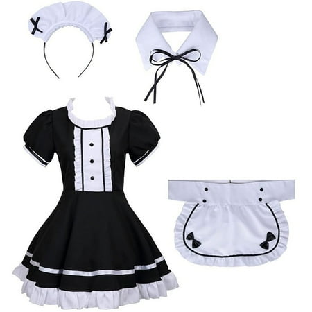 

TOYFUNNY Lingerie Maid Cosplay Costume Women Headwear Apron Fake Collar Bowknot Dress