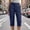 Navy, variant on Womens High Waist Rolled Cuff Cargo Capri Pants, Double Side Pockets with Cozy Outdoor Daily Slacks Blue XXXL