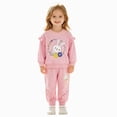thumbnail image 3 of TOWED22 Baby Girl Clothes Fall Winter Toddler Outfits for Girls Graphic Shirt Tops Flare Joggers Pants Girls Clothing Set,Pink,18-24 M, 3 of 9
