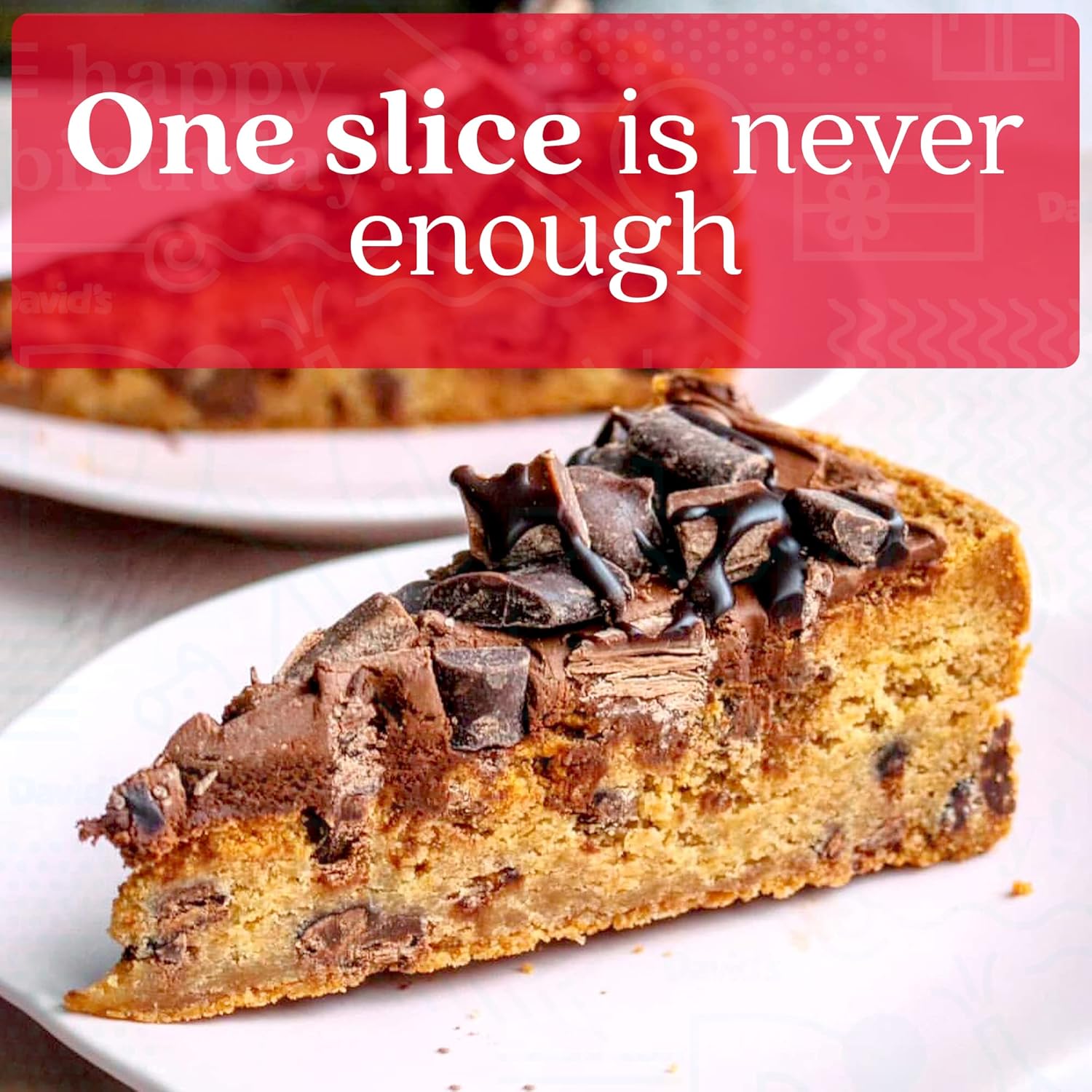 David’s Cookies 10" Chocolate Chip Deep Dish Cookie Pie, Pre-Sliced Birthday Cake, 14 Servings