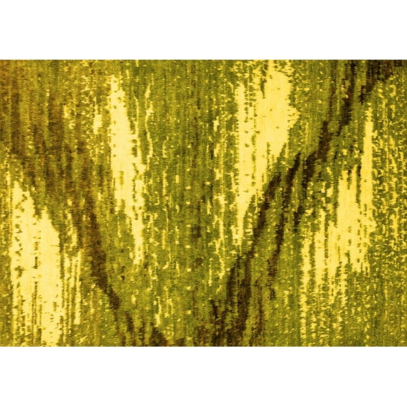 Ahgly Company Machine Washable Indoor Rectangle Abstract Yellow Modern Area Rugs, 5' x 8'