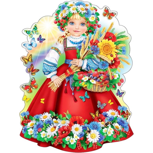 Pintura de diamante (DB7120) Chica cuadrada con kits de flores Artes de bricolaje (A3550) 50x70cm Hugtrwg Para estrenar