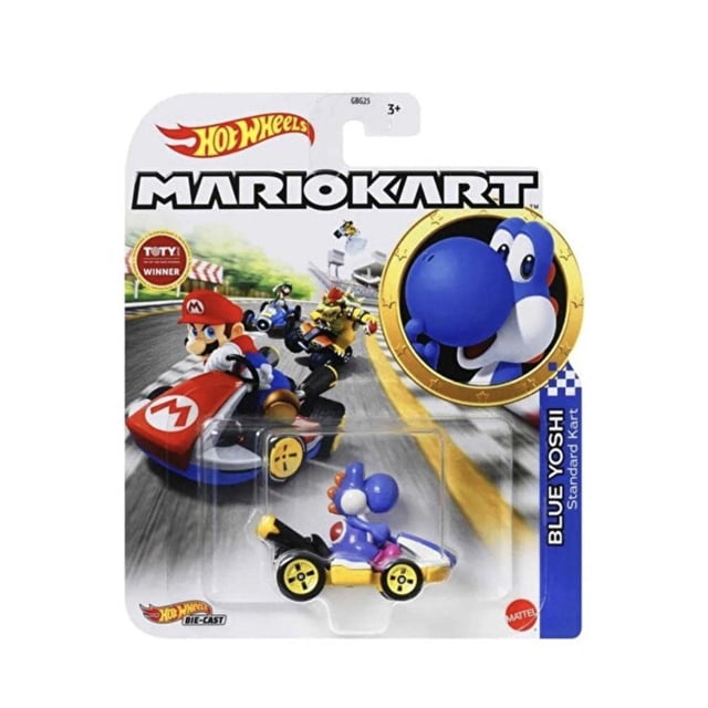 Coche de juguete Hot Wheels Mario Kart Blue Yoshi Standard Kart 1:64