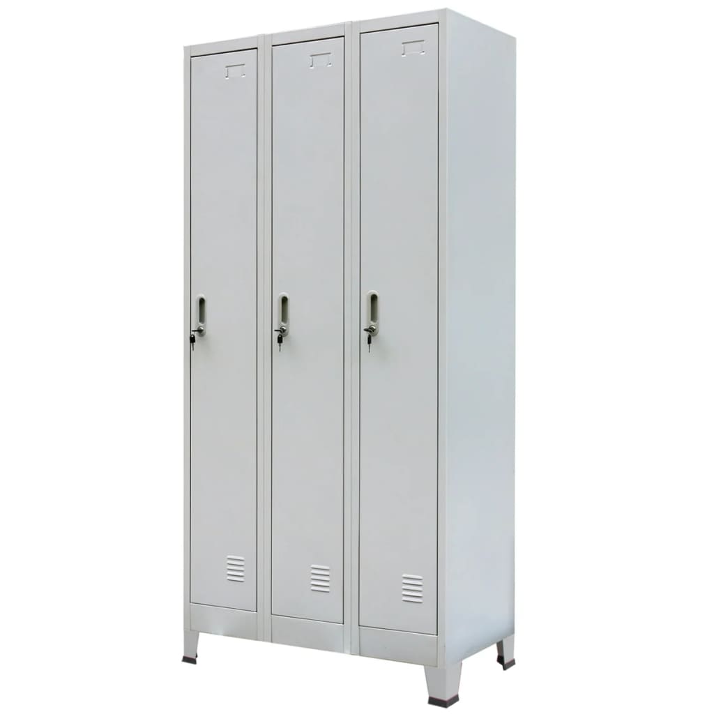 vidaXL Locker Cabinet with 3 Compartments Steel 35.4"x17.7"x70.9" Gray - image 2 of 25