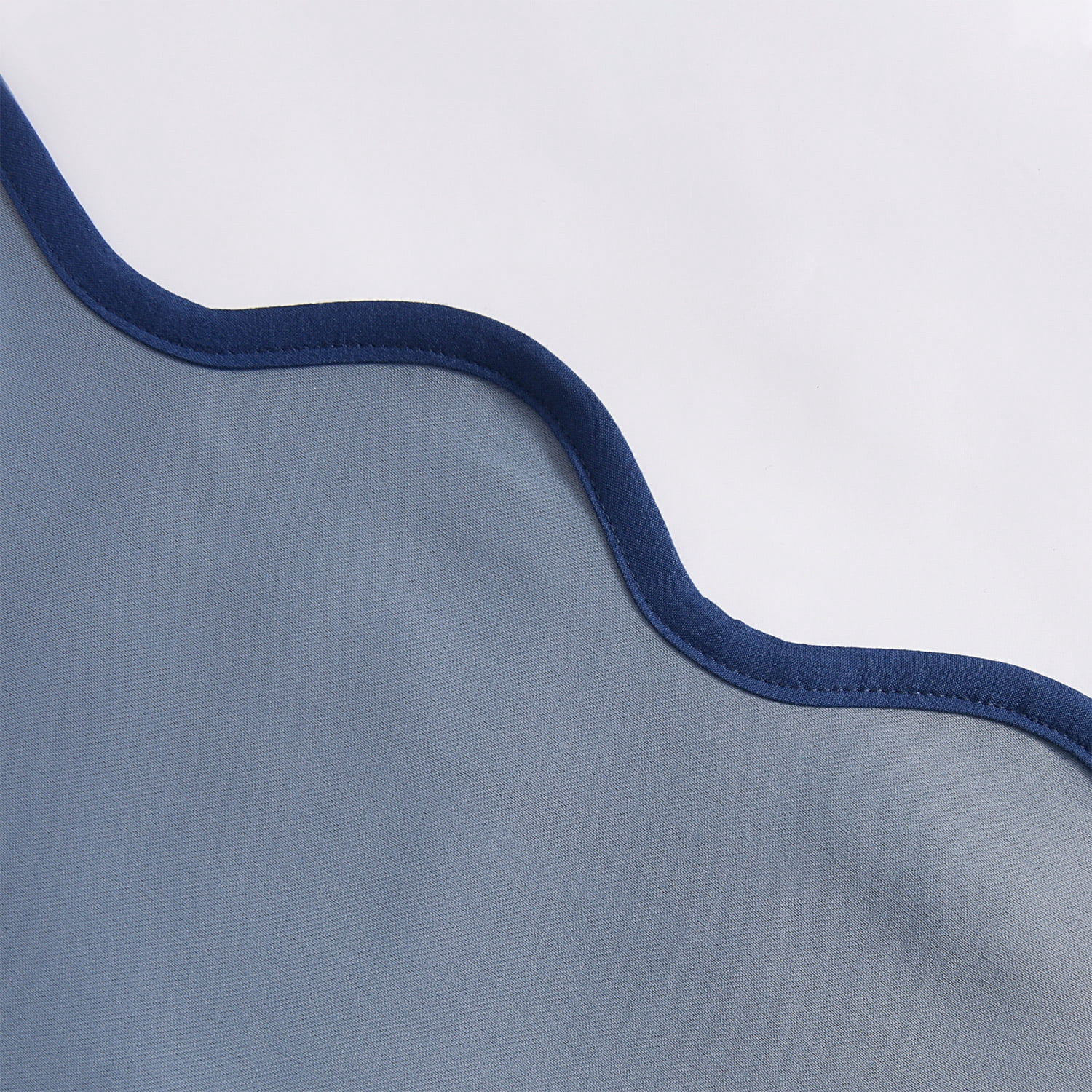 HIG Blue Scalloped Half Curtain with blackout for Kitchen,2 Panels,30"x 24"
