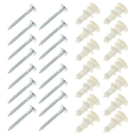 WORGEOUS Plastic Expansion Tubes for Screws, 20 Sets, Wall Anchors for Gypsum Board, Drywall, and Masonry Fastening
