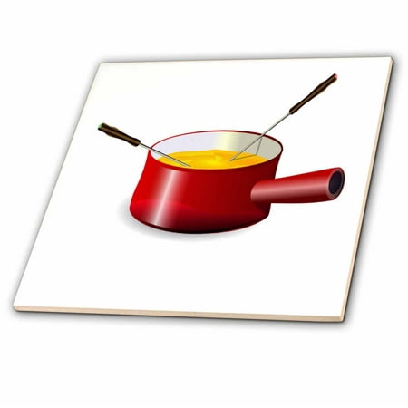 3dRose Retro Fondue Pot With Cheese - Ceramic Tile,