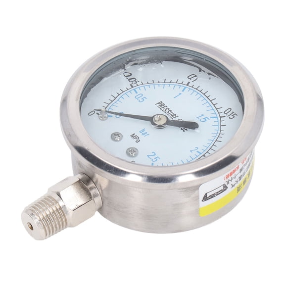 Vacuum Pressure Gauge, Vacuum Gauge Automotive Shockproof Radial Stainless Steel Case Industrial Pressure Gauge for Industrial Household 1/4in NPT