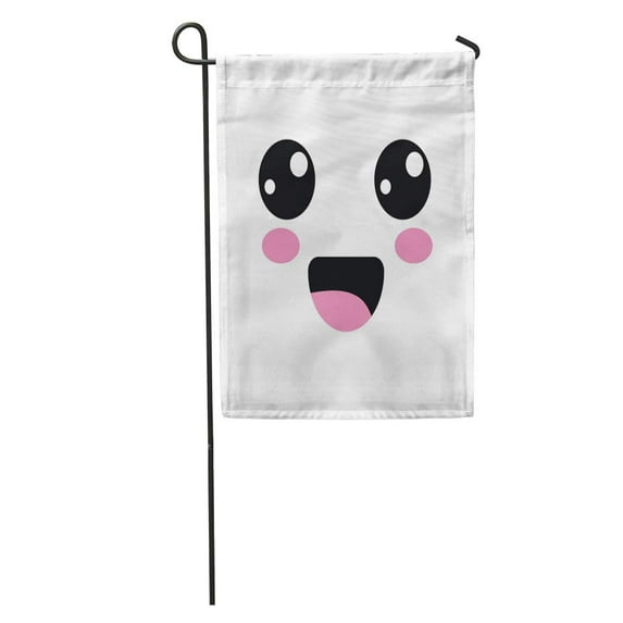 KDAGR Adorable Kawaii Cute Happy Face Mouth and Cheeks Caricature Cartoon Garden Flag Decorative Flag House Banner 12x18 inch