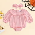 thumbnail image 2 of Sngxgn Baby Girl Romper Long Sleeve Jumpsuit Outfit Striped Ribbed Clothes for Girls(Red,6), 2 of 3