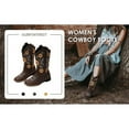 thumbnail image 4 of Aulpon Women's Sunflower Embroidered Western Mid-Calf Cowboy Boots, Low Heel Square Toe Brown, 7, 4 of 7