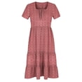 thumbnail image 6 of Kukoosong Women's Short Sleeve Midi Dress, Square Neck Tiered Ruffle Dress, Casual Summer Beach Sundress, Flowy A-Line Elastic Waist Puff Sleeves Dress, 6 of 7
