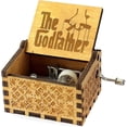 thumbnail image 1 of The Godfather Wood Music Box - 18 Note Mechanism Antique Laser Engraved Musical Box Hand Crank Musical Box, 1 of 4