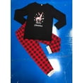 thumbnail image 5 of Seyurigaoka Christmas Parent-Child Nightclothes, Plaid Trousers, Family Matching Elk Printed Soft Round Neck Top (2pcs), 5 of 6
