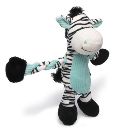 Charming Pet Pulleez Plush Squeaker Zebra Dog Toy, Brown/Pink, 11 Inch