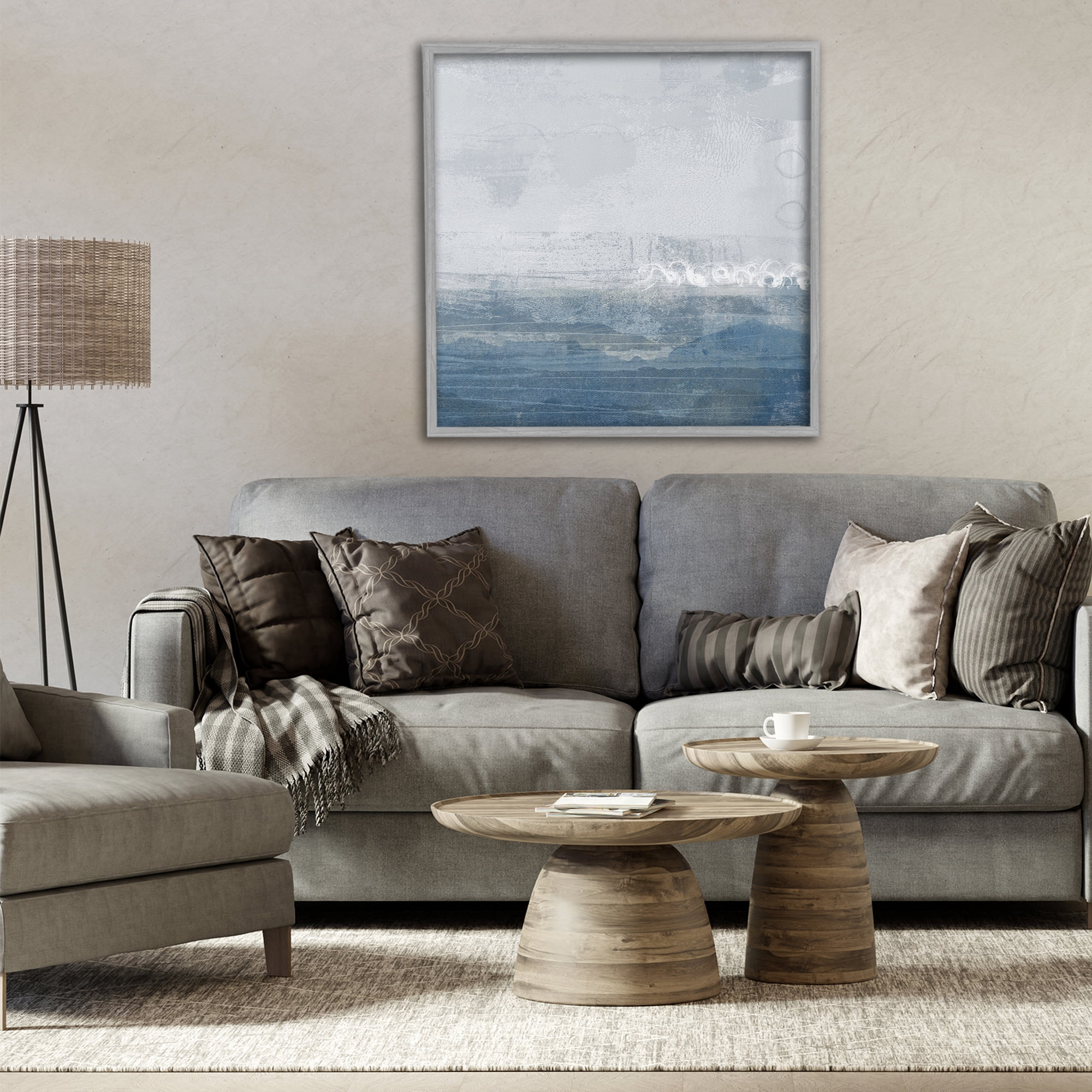 Stupell Industries Ocean Tide Abstract Gray Framed Giclee Art, design by Dan Meneely