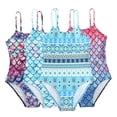 thumbnail image 6 of LYMAYTER Kids Girls One Piece Bikini Swimsuits for Toddler Multi-color Printed Bathing Suit Summer Beach halter Swimwear 4-8 Years, 6 of 8