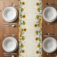 thumbnail image 4 of Table Runner 60 Inches Long for Kitchen Dining, Sunflowers Dresser Scarf Farmhouse, Dining Table Decorations for Wedding/Parties, Floral Green Leaves Bees Watercolor 13 x 60 In, 4 of 8