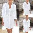 thumbnail image 6 of Women Button Down Shirt Dress Kimono Swimsuit Cover Up Bathing Suit Beach Dress for Sun for Bikin, 6 of 10