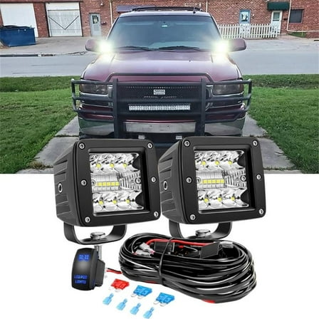 2Pcs LED Light Bar 3 Inch Flood Beams White Led Pod Work Light Driving Fog Lamp for Boat Deck Dock Yacht for Pickup Off Road Truck Motorcycle ATV UTV