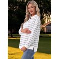 thumbnail image 2 of DARING DIVA Women's Maternity Mock Neck Long Sleeve Half Zip Sweatshirt XL Grey Stripe, 2 of 8