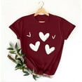 thumbnail image 4 of Nmnitkp Womens Tops Casual Crewneck Tee - Valentines Day Graphic Short Sleeve T-Shirt Wine,XL, 4 of 5