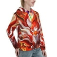 thumbnail image 6 of Balery Red Sun Flame Fox Pattern Womens Long Sleeve Hoodie, Pullover Hooded Sweatshirt, Kangaroo Pocket Hoodie with Eye-catching Drawstrings-Large, 6 of 7