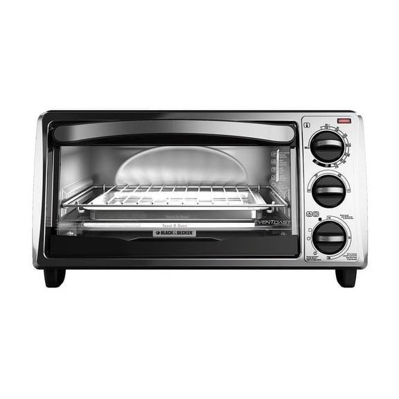 BLACK DECKER 4-Slice Convection Oven, Stainless Steel, Curved Interior fits a 9 inch Pizza