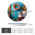 thumbnail image 2 of Picia Whimsical Cats and Flowers Scene Pattern Bone China Decorative Plate – Wall Decor with Stand and Adhesive, Elegant Ornament for Living Room, Office, or Entryway-8in, 2 of 6