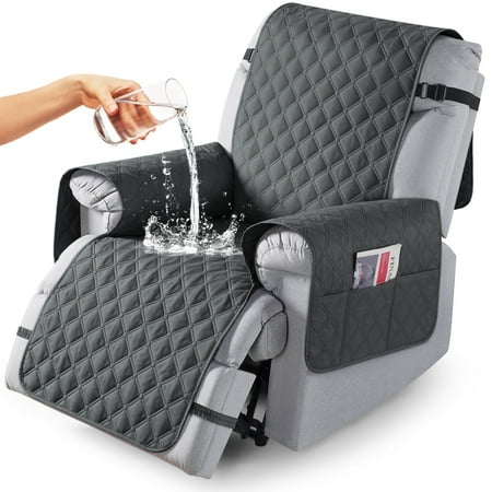 Timeles Waterproof Recliner Covers, Recliner Chair Covers with Leg Straps, Reversible Recliner Couch Cover for 1 Seat Reclining Sofa, Washable Chair Protector for Pets Kids(1 Seater 22", Dark Gray)